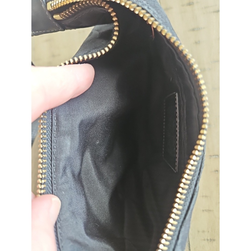 Coach Hobo Bag 11371 Black On Black Jaquard Leather Y2K Crescent C Logo Brass - Picture 9 of 16